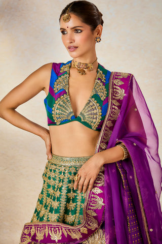 Green khus khus lehenga set