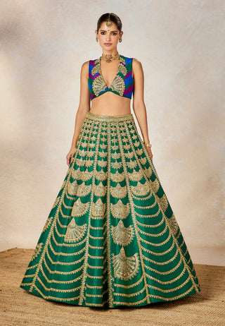 Green khus khus lehenga set