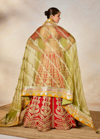 Red badami halwa lehenga set