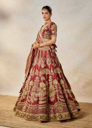 Cherry gulab maroon lehenga set