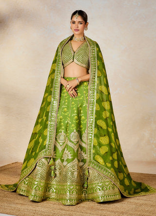 Olive Soda Shikanji Lehenga Set by House Of Masaba available on Indiaspopup