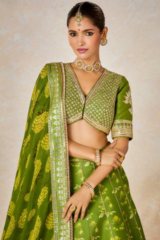 Olive Soda Shikanji Lehenga Set by House Of Masaba available on Indiaspopup