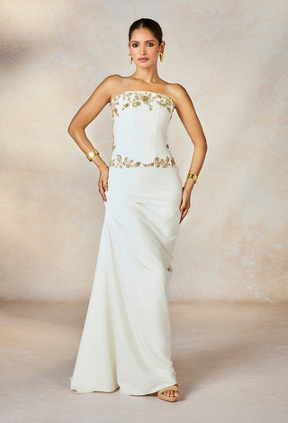 Ivory thandai corset and skirt set