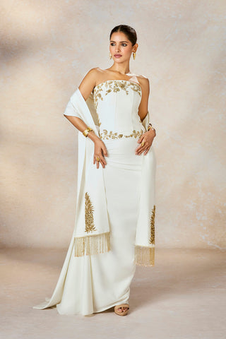 Ivory thandai corset and skirt set