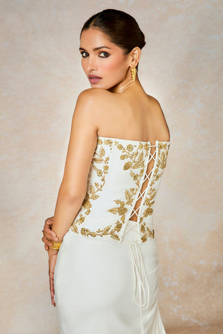 Ivory thandai corset and skirt set