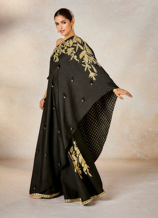 Black Raat Rani One Shoulder Top And Sharara Set by House Of Masaba available on Indiaspopup