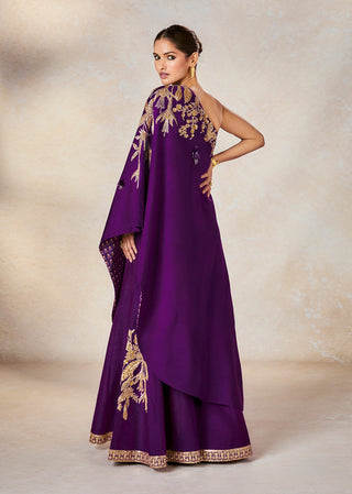 Purple jamun one shoulder top and sharara set