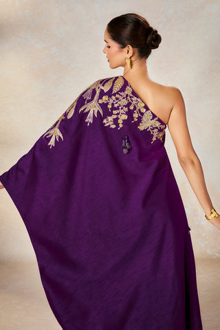 Purple jamun one shoulder top and sharara set