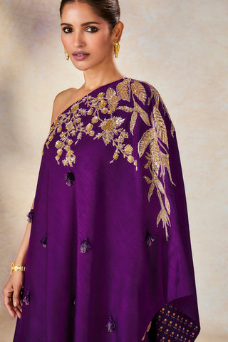 Purple jamun one shoulder top and sharara set