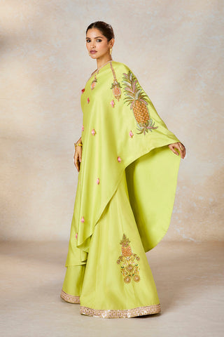 Lime pista kulfi one shoulder and sharara set