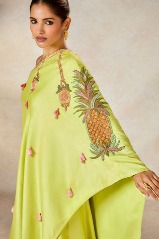 Lime pista kulfi one shoulder and sharara set