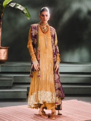 Gold Son Barfi Anarkali Set by House Of Masaba, available on Indiaspopup.com