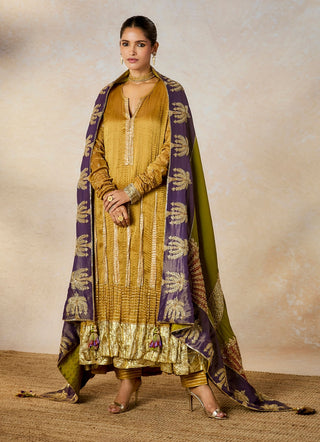 Gold son barfi anarkali set