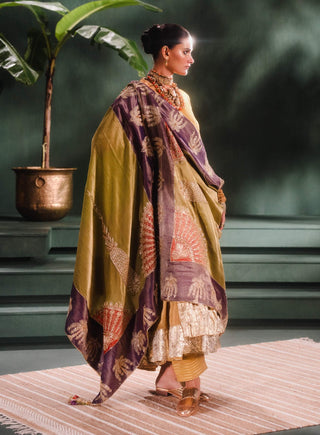 Gold Son Barfi Anarkali Set by House Of Masaba, available on Indiaspopup.com