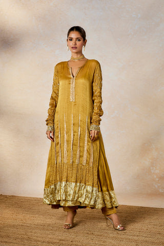 Gold son barfi anarkali set