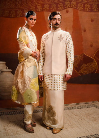 Ivory Kalakand Kurta And Salwar Set by House Of Masaba, available on Indiaspopup.com