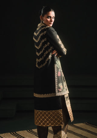 Black Kala Khatta Jacket And Kurta Set by House Of Masaba, available on Indiaspopup.com