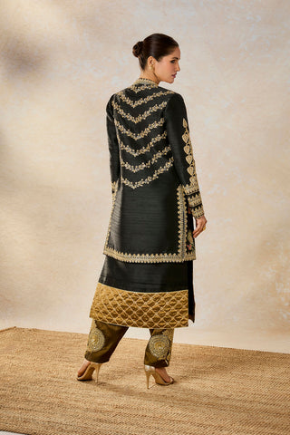 Black kala khatta jacket and kurta set