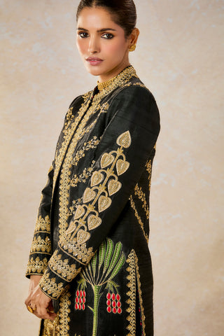 Black kala khatta jacket and kurta set