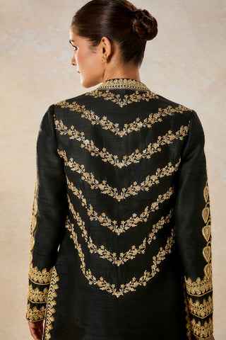 Black kala khatta jacket and kurta set