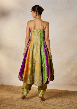 Multicolor paan pista anarkali set