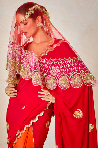 Gulab sherbet sari and veil set