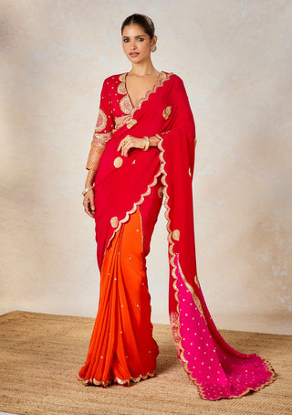 Gulab sherbet sari and veil set