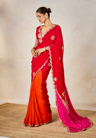 Gulab sherbet sari and veil set