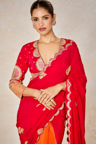 Gulab sherbet sari and veil set