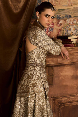 Lotus pond aged ekru sharara set