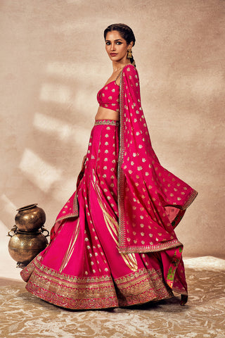 Pink Whispering Lily Lehenga Set by House Of Masaba, available on Indiaspopup.com