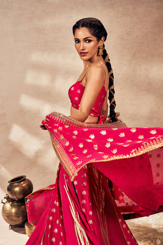 Pink Whispering Lily Lehenga Set by House Of Masaba, available on Indiaspopup.com