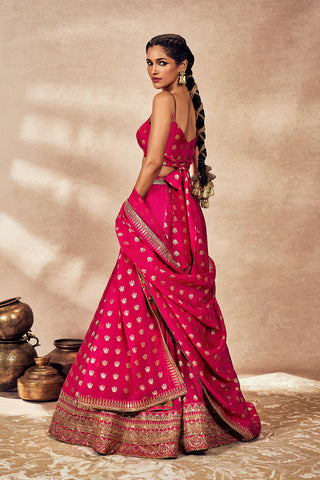 Pink Whispering Lily Lehenga Set by House Of Masaba, available on Indiaspopup.com