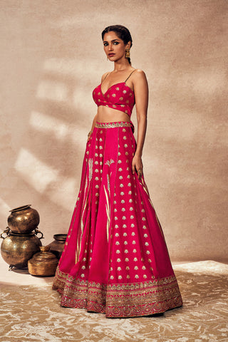 Pink Whispering Lily Lehenga Set by House Of Masaba, available on Indiaspopup.com