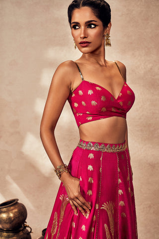 Pink Whispering Lily Lehenga Set by House Of Masaba, available on Indiaspopup.com