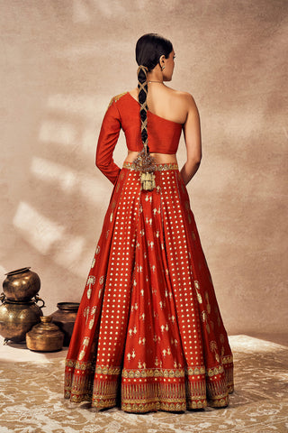 Rust Foil Lehenga Set by House Of Masaba, available on Indiaspopup.com