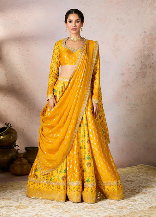 Yellow Nomatic Tribe Lehenga Set by House Of Masaba, available on Indiaspopup.com