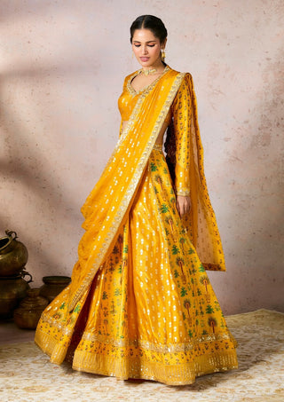 Yellow Nomatic Tribe Lehenga Set by House Of Masaba, available on Indiaspopup.com