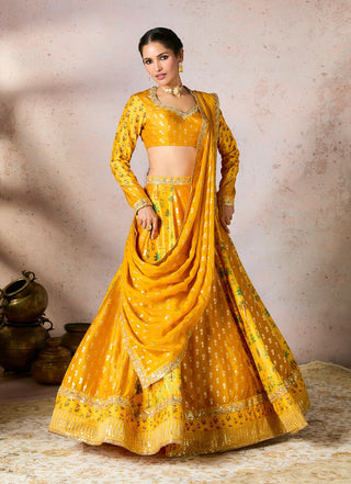 Yellow Nomatic Tribe Lehenga Set by House Of Masaba, available on Indiaspopup.com