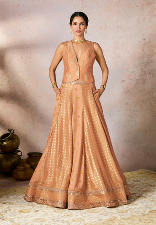 Salmon trinkets lehenga and blouse