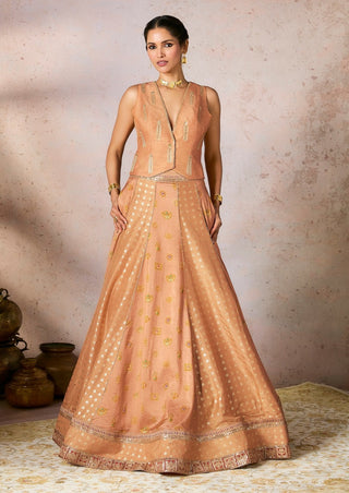 Salmon trinkets lehenga and blouse