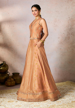 Salmon trinkets lehenga and blouse