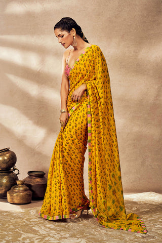 Yellow pixie dust sari and blouse