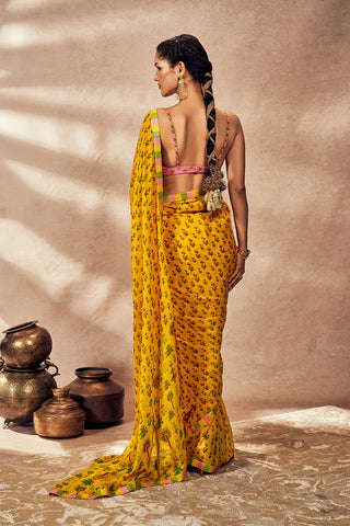 Yellow pixie dust sari and blouse