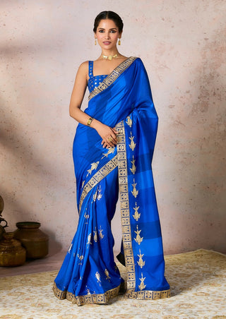 Blue Mystic Sari And Blouse by House Of Masaba, available on Indiaspopup.com