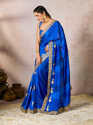 Blue Mystic Sari And Blouse by House Of Masaba, available on Indiaspopup.com