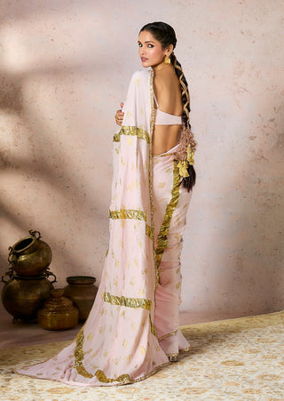 Baby pink potters touch gota sari and blouse