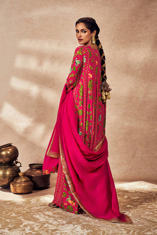 Pink Tropical Rhapsody Anarkali And Dupatta by House Of Masaba, available on Indiaspopup.com