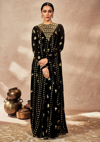 Black Gold Potters Touch Anarkali And Dupatta by House Of Masaba, available on Indiaspopup.com