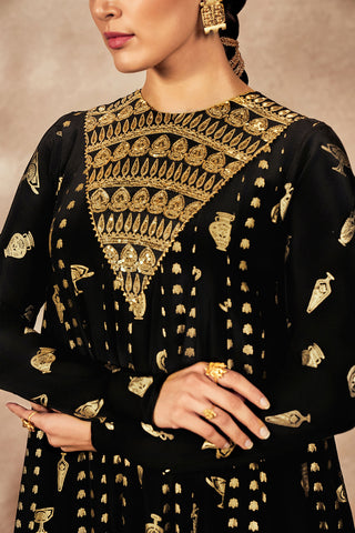 Black Gold Potters Touch Anarkali And Dupatta by House Of Masaba, available on Indiaspopup.com